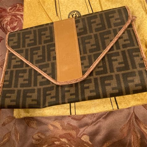 fendi clutch brown|vintage Fendi envelope clutch.